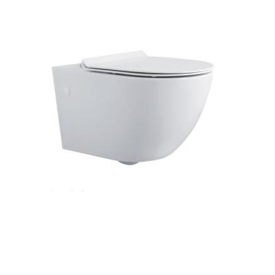 China Hot Sales Durable Ceramic Rimless One Piece Toilet Hidden Tank Wall Mounted Hung Toilet for sale