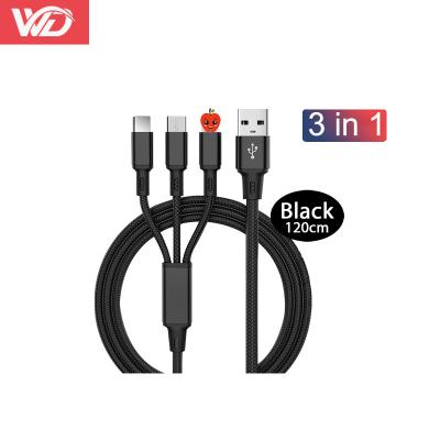 China MP3/MP4 Player 3IN1 USB C 8-Pin Charger Cable Micro Type For Pro X XR Max Samsung A71 A30S A50S Xiaomi Huawei P40 3A Fast Charging iPhone 13 12 for sale