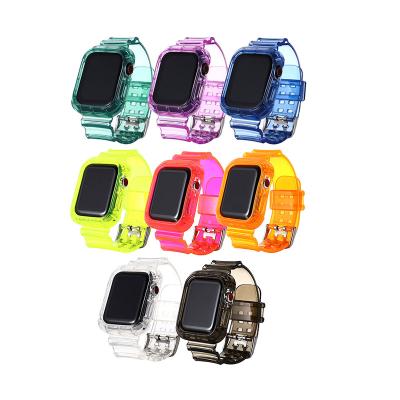 China Crystal Clear Sports Silicone Shell Strap, For Apple Watch Band SE6 Series 5 44mm 42mm, Replacement Strap For iWatch 3 2 38mm 40mm for sale