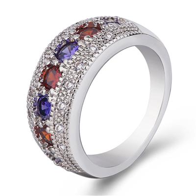 China Hot Sale BOHEMIA Ethnic Bohemian Style Female Red Pink Purple Zircon Rings For Women for sale