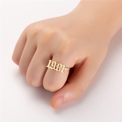 China FASHIONABLE Arabic Numeral Wholesale New Year Gifts Mens Womens Stainless Steel Fashion Open Rings for sale