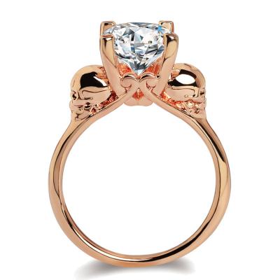 China Trendy Fashion Zircon Punk Women Wedding Rings Rose Gold Filled Engagement Skull Flower Jewelry for sale