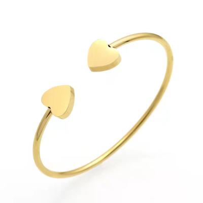 China FASHIONABLE Jewelry Stainless Steel Gold Plating Love Doule Heart Charm Bracelet Wedding Bracelets Slap for sale