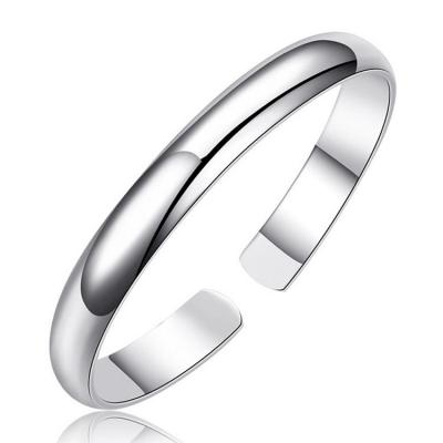 China Fashionable High Quality Wholesale Silver Plated Korean Wide Jewelry Women's Open Bangle Cuff Bangles For Women Men for sale