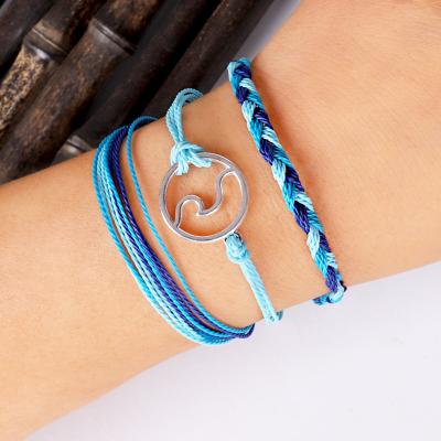 China 3pcs/Set Handmade Colorful BOHEMIA Surfer Wax Rope Bracelet Set For Women Men Friendship Bracelets for sale