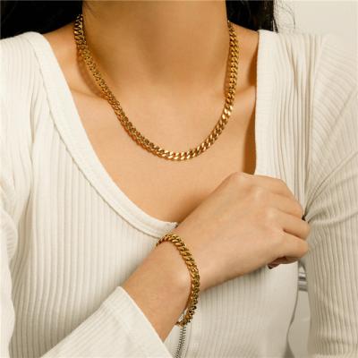 China CLASSIC 6.4MM 7.3MM Thickness Chunky Choker Necklace 18K Gold Plated Stainless Steel Cuban Chain Necklace for sale