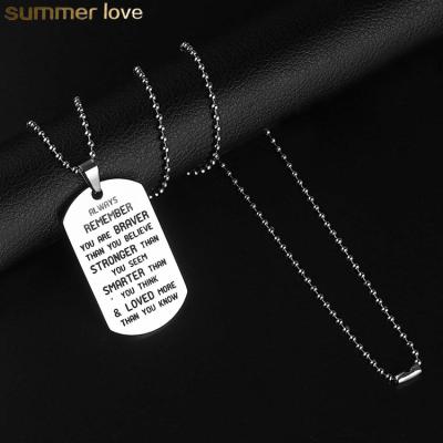 China Trendy To My Son Letter Dog Stainless Steel Necklace High Quality Engraving Pendant Jewelry For Women Men Gifts for sale