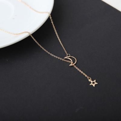 China Hot Selling Adjustable Stars Pendant Moon Charms Necklace Gold Silver Chain Necklace For Women Girls for sale