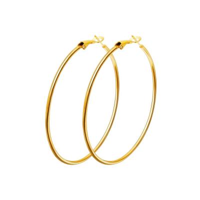 China Hot Sale 40mm-80mm BOHEMIA Silver Gold Black Circle Alloy Stainless Steel Hoop Earrings Smooth Exaggerated Jewelry For Women Girls for sale