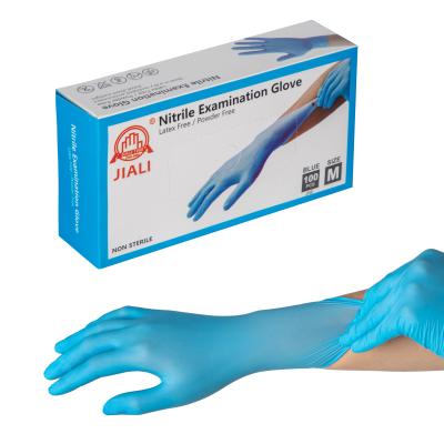 China Jiali Medical Exam Nitrile Glove EN455 Hospital/Lab/Light Industry 100% Latex Blue Powder Free Disposable Nitrile Examination Gloves Non for sale