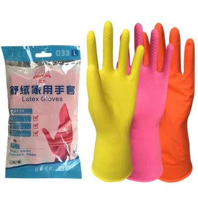 China Comfortable Liner Flock Cleaning Gloves and Superior Durability Latex Dishwashing and Housekeeping Gloves for sale