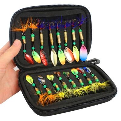 China Oxford Fishing Lures 16Pcs Metal Fishing Lure Set 2.5-7g Spinners Bait Spoon Set With Fishing Lure Bag for sale