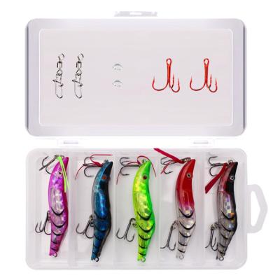 China Hot Selling ABS Fishing Lures Shrimp ABS 8CM/14G Combo Colorful Leaded Shrimp Hard Lure Fishing Set Fishing Lure Package Kit for sale