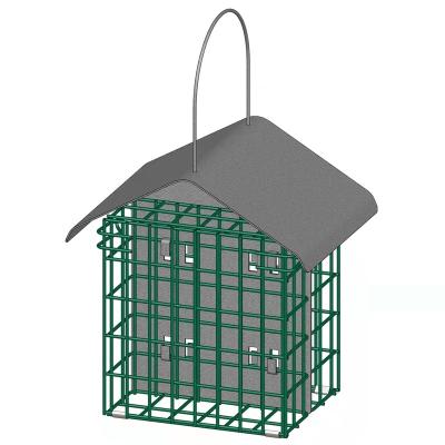 China Automatic 2 House Suet Cage Bird Feeder With Roof Outside Hanging Wild Bird Feeders for sale