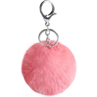 China Plush Pom Pom Key Chain Ring Pompom Key Chain Fur Rubber Key Chains Custom Made New for sale