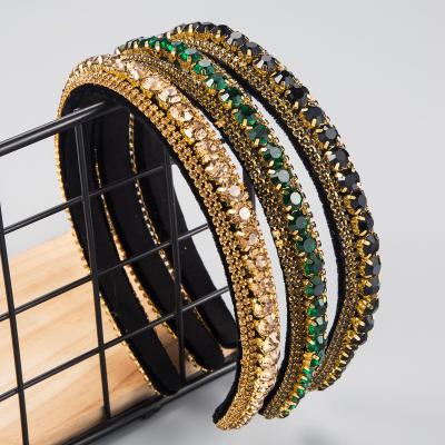 China New 2020 temperament trend headband drill diamond gold velvet fashionable wild multi-layer glass thin-rimmed headband full for sale