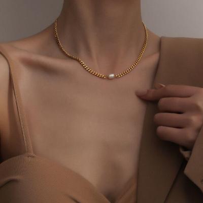 China Other Jewelry 2021 Fashionable Gold Color Pendant Punk Necklace Stainless Steel Choker Chain Chains for sale