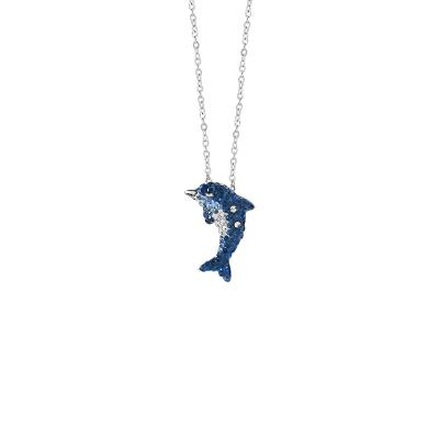 China TRENDY Animal Charm Dolphin Choker Chain Wedding Necklace Ladies Rhinestone Choker Chain Necklace Blue Stone Women Jewelry for sale