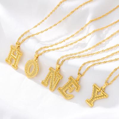 China New TRENDY Design Personalized Stainless Steel Initial Necklaces For Women, 2020 18K Gold Plated A-Z Initial Letter Pendants Necklaces for sale