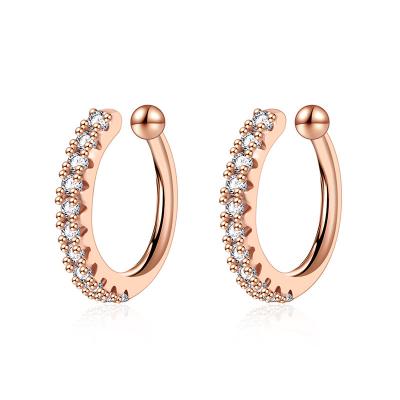 China FASHIONABLE Women's Earings Jewelry Woman Zircon Wedding Huggie Earings For Women 2020 Rose Gold Circle Findings Clip On Ladies Circle Earrings for sale