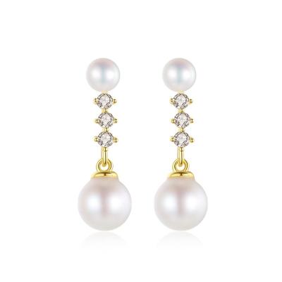 China FASHIONABLE Korean Bling 14 Zirconia Bride Jewelry Gold Filled Simple Girls Wedding Trendy Women Bead Gold Earrings For Women Drop 2020 for sale