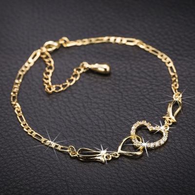 China Wholesale High Quality FASHIONABLE Gold Stainless Steel Heart Shape Anklet For Girls for sale