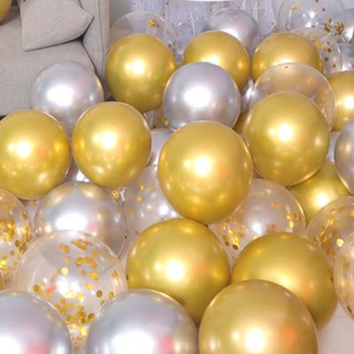 China Promotional Toy 12 Inches Shiny Chrome Gold Metallic Helium Thicken Latex Balloons Party Decoration Wedding Balloons for sale