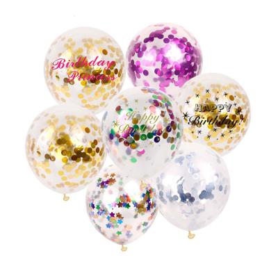 China Toy Factory Promotional Wholesale High Quality Ribbons Latex Balloons With Glitter Gold Confetti for sale