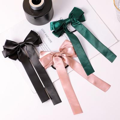 China New Fashion Hair Accessories Double Layer Environmental Friendly Satin Large Bow Circle Hair Band Flower Hair Rope Hairpins for sale