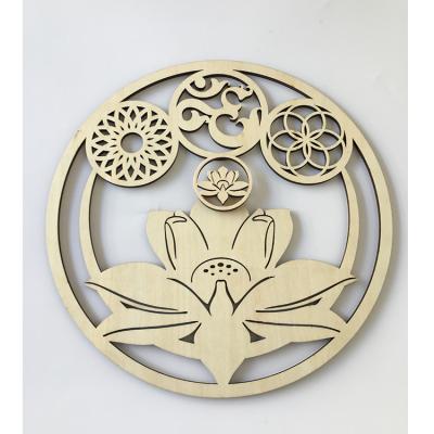 China China Hot Sale Wood Laser Precision Cutting Engraved Flower Craft Laser Cut Crafts Ornaments for sale