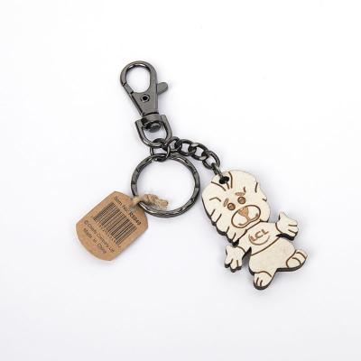 China Souvenir HONGYA Printed Popular Pattern Wood Key Chain Laser Engraved Logo Wood Keychain Personalized Customization Wood Keycha for sale