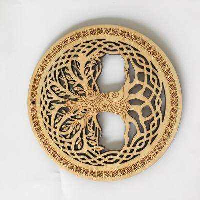 China Factory Religious Grade Wooden Laser Cutting and Laser Engraving Symbols Festival Home Decoration for sale