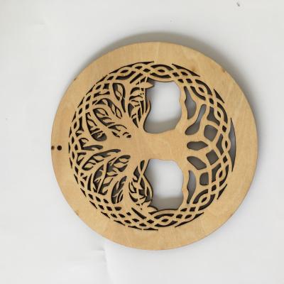 China Amazon Religious Hot Sale Laser Engraved Om Symbol Wooden Laser Cut For Natural Healing for sale