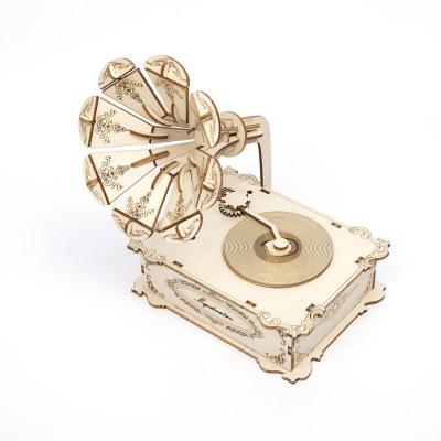 China Classic Wooden Phonograph Box Gift Music Box Phonograph DIY Home Decoration W-MD-02 for sale