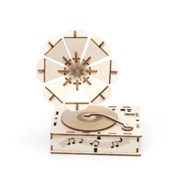 China China Cheap Price Handmade Wooden Phonograph Music Box Toy Laser Engraving Wood Phonograph for sale