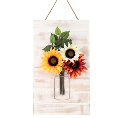 China Europe Home Decor Sunflower Wall Painting Wooden Home Wall Hanging Decorative Painting for sale