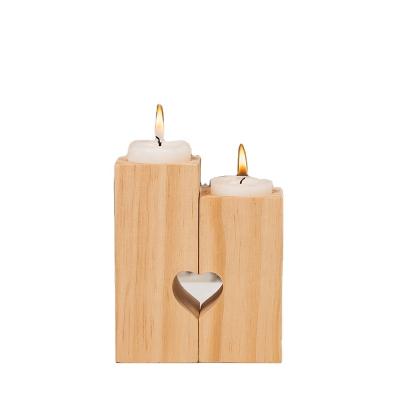 China Handwork Candle Holders Ornaments Solid Wood Wooden Base Natural Material for sale