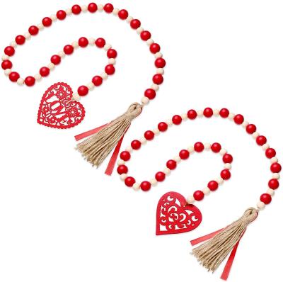 China Custom Wood Sign Wooden Bead Garland OEM Natural Material Beaded Wood Home Decor for sale