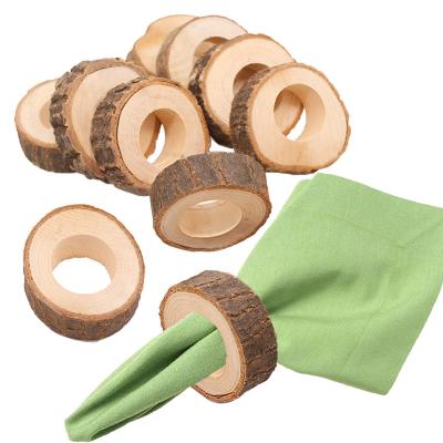 China Viable Handmade Rustic Wooden Natural Wooden Ornament Holder Buckle Style Napkin Rings Wooden Napkin Rings Wedding for sale