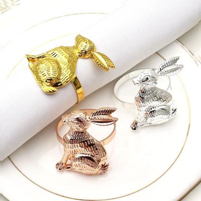 China Sustainable Table Decoration Alloy Rabbit Shaped Easter Napkin Ring for sale