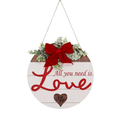 China 2022 Amazon MDF New Home Valentines Day Wooden Door Signs Natural Material Wood Decor Tags for sale