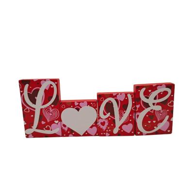 China Wooden cubes matching natural materials as decoration gifts ornaments red LOVE wooden letters for sale