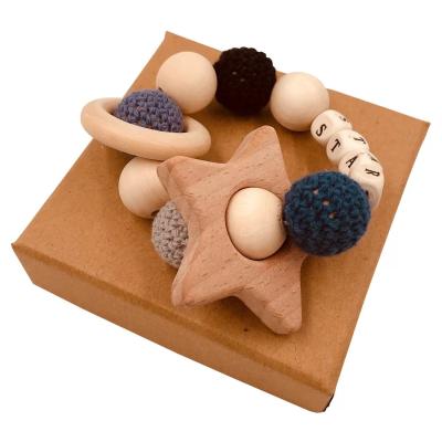 China Organic Wooden Baby Teething Toy Baby Ring Wooden Gift Wooden Teether Natural Material for sale