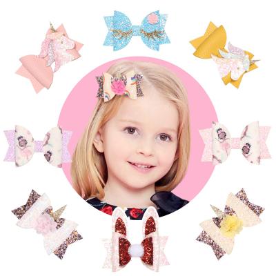 China XUFANG Wholesale Soft Kids Hair Clips Hair Accessories Glitter Ballerina Rainbow Animal Hair Clip for sale