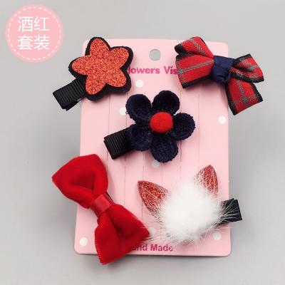 China XUFANG 2021 Sweet New Children's Hairpins Hair Accessories Set Cute Princess Bow Hair Clips Cute Baby Crown Hair Clips Set for sale