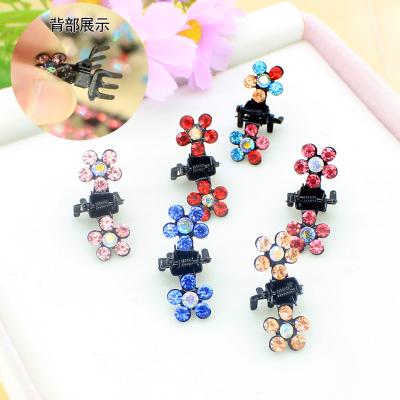 China XUFANG Fashion Mini Kids Hair Clips Glitter Rhinestone Hair Claw Clips Colorful Flower Hair Accessories For Girls for sale