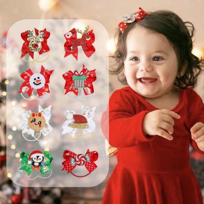 China XUFANG New Fashion Wholesales Fashion Baby Bow Hair Band Christmas Ponytail Children Kids Rubber Hair Tie For Girls for sale