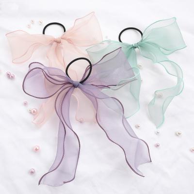 China XUFANG Super Soft Fashion Fairy Girl Bow Hair Bands Organza And Cloth Flame Hair Accessories For Kids Hair Ties for sale