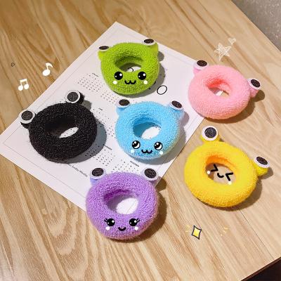 China Fashion XUFANG Hot Selling Cute Frog Eyes Towel Hair Ring Bold Candy Color Hair Accessories Girl In 2021 Ins The Elastic Hair Tie for sale