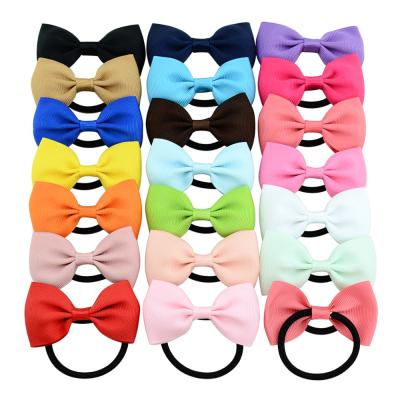 China XUFANG Fashion 2.5 Inch High Elastic Children's Hair Circles Candy Colors Cute Bow Hair Ties Girls Hair Accessories for sale